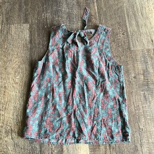 Floral Sleeveless Top - Green and Red